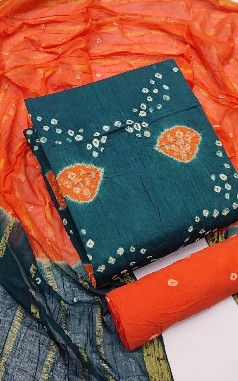 Buy Pure Cotton Hand Bandhej Wholesale Dress Material