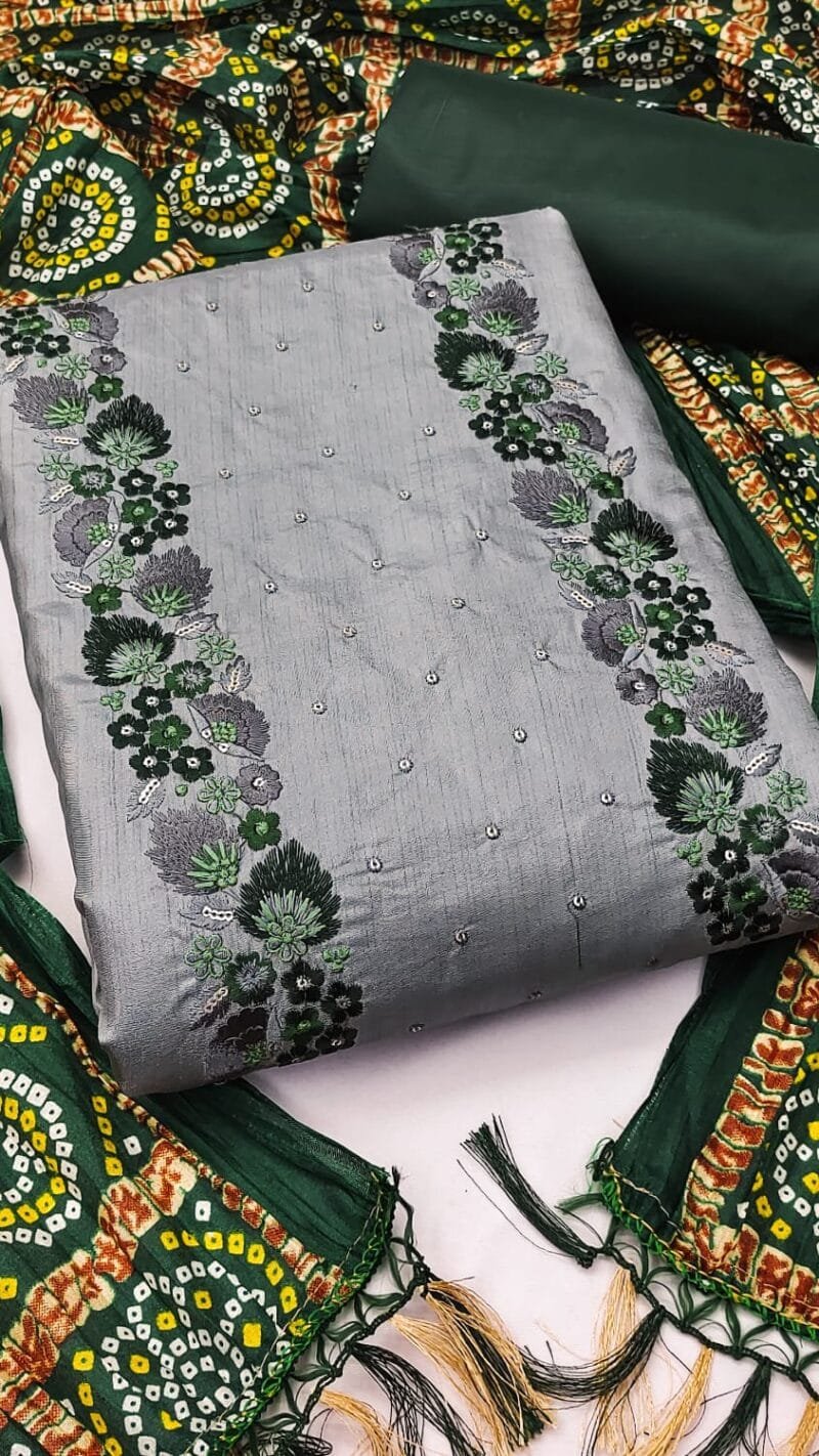 Coco Silk Cotton with Chinon Bandhani Print Dupatta Wholesale Dress Material