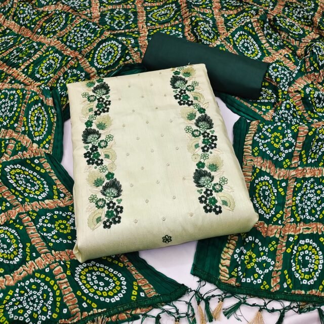 Coco Silk Cotton with Chinon Bandhani Print Dupatta Wholesale Dress Material