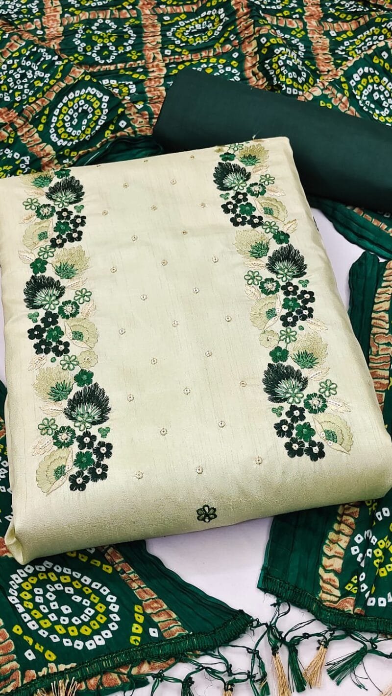 Coco Silk Cotton with Chinon Bandhani Print Dupatta Wholesale Dress Material