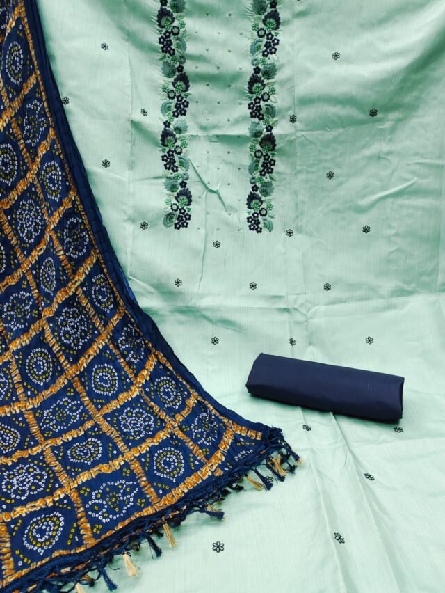 Coco Silk Cotton with Chinon Bandhani Print Dupatta Wholesale Dress Material