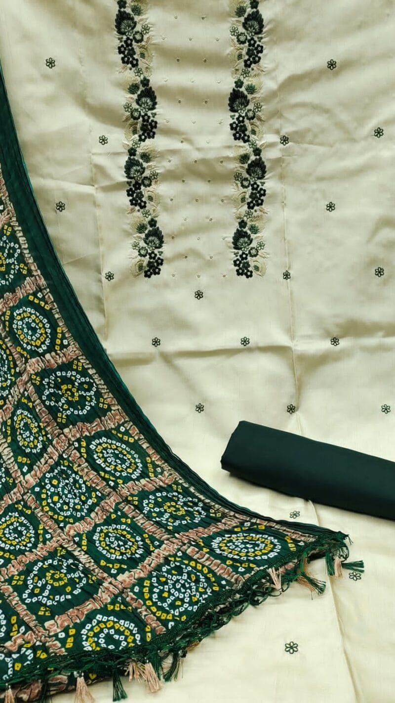 Coco Silk Cotton with Chinon Bandhani Print Dupatta Wholesale Dress Material