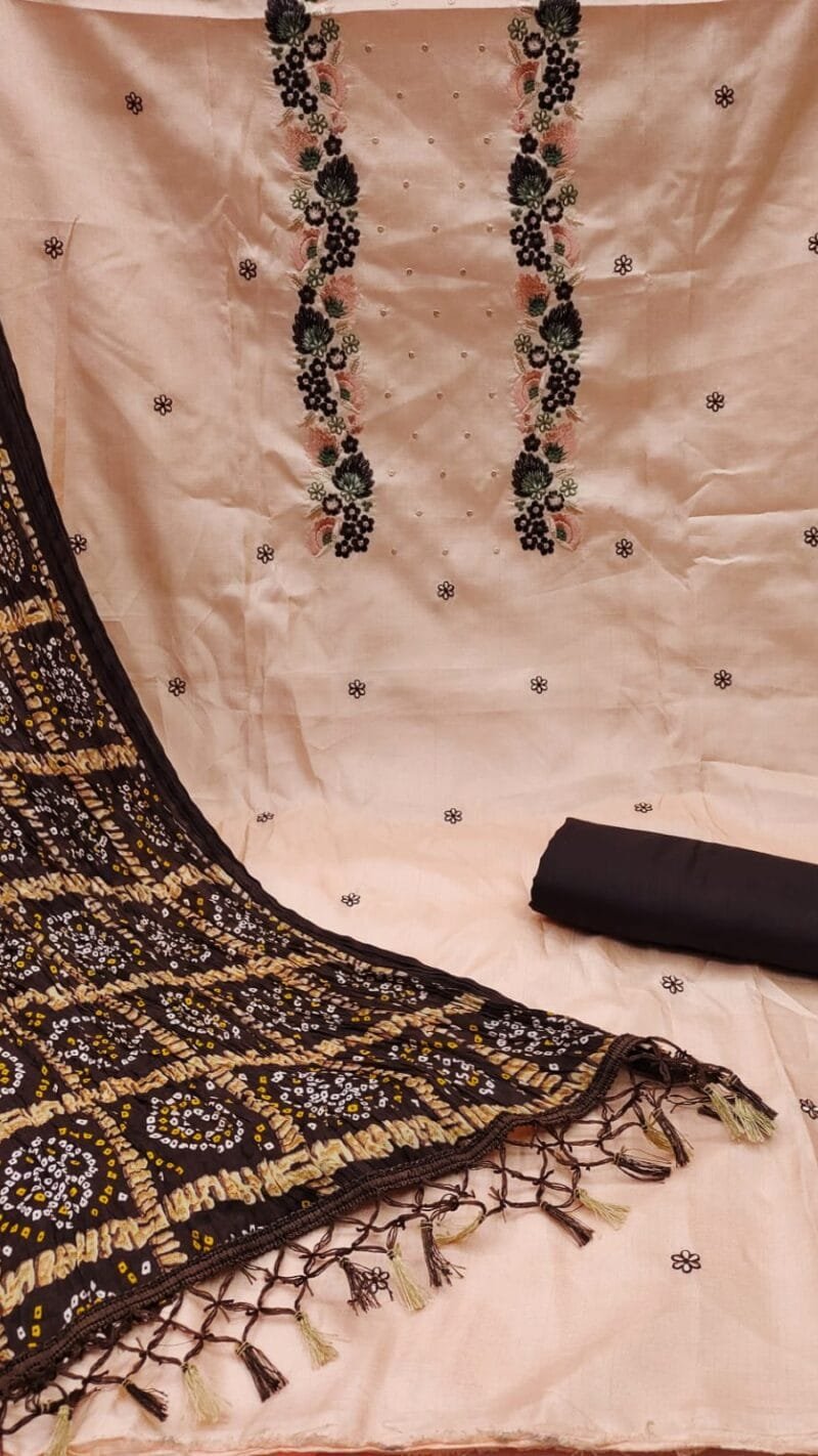 Coco Silk Cotton with Chinon Bandhani Print Dupatta Wholesale Dress Material