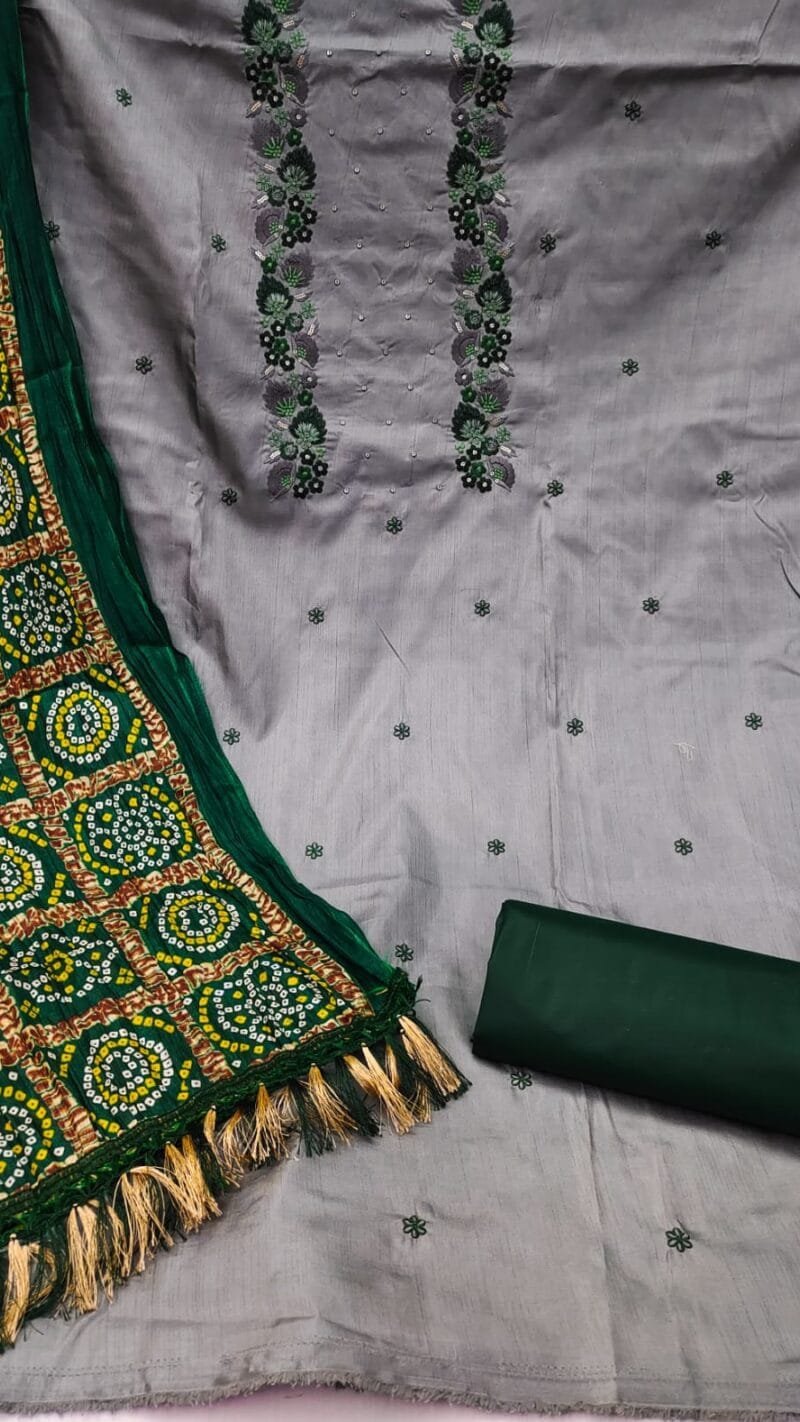 Coco Silk Cotton with Chinon Bandhani Print Dupatta Wholesale Dress Material