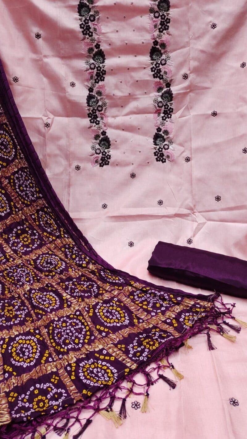 Coco Silk Cotton with Chinon Bandhani Print Dupatta Wholesale Dress Material