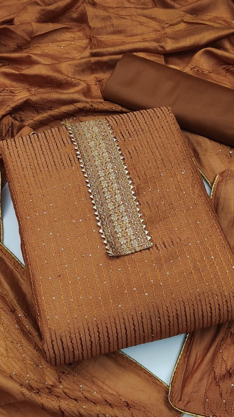 Diable Chanderi Croset Work Dress Material Suit