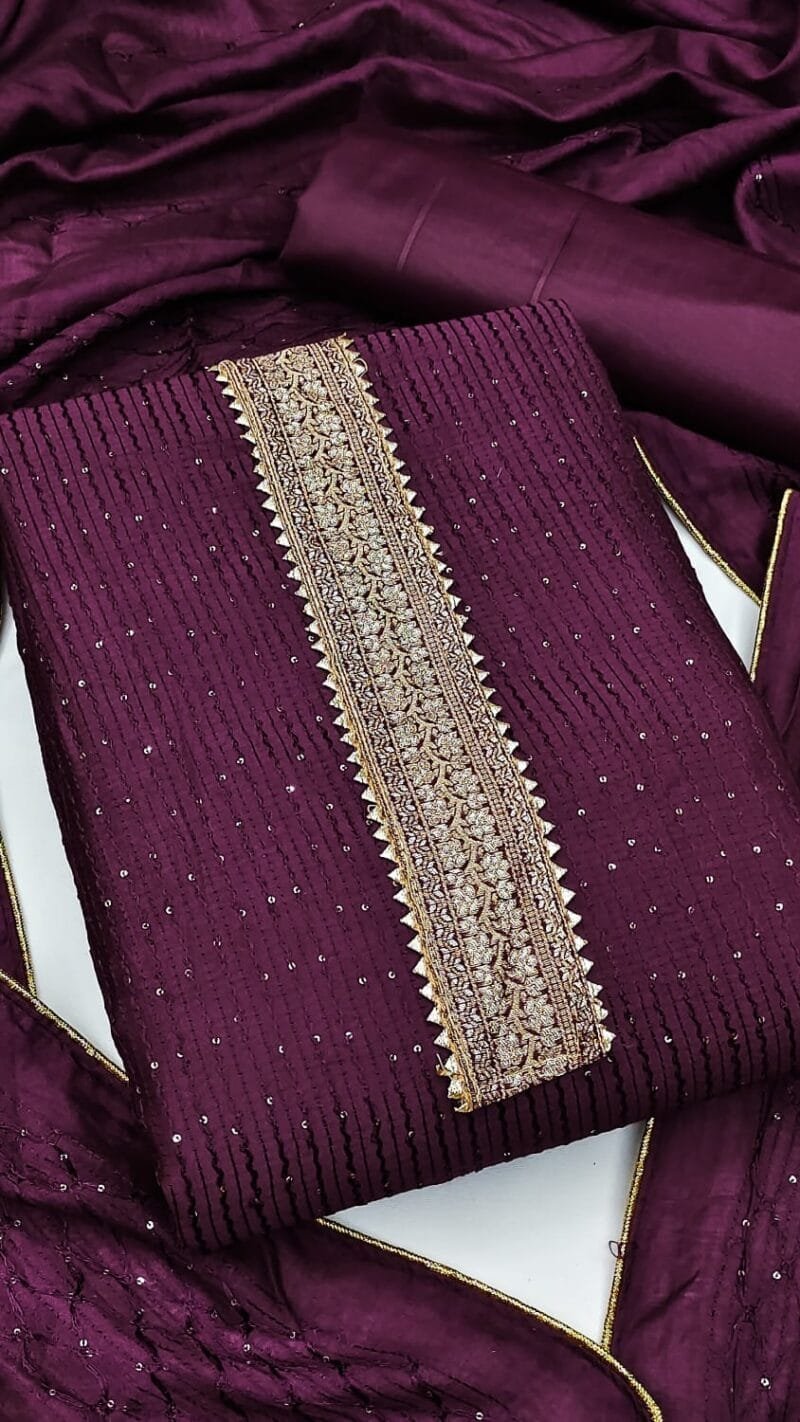 Diable Chanderi Croset Work Dress Material Suit