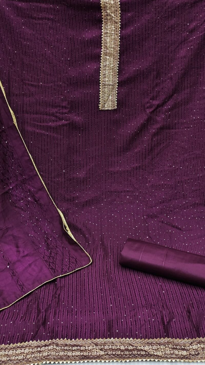 Diable Chanderi Croset Work Dress Material Suit