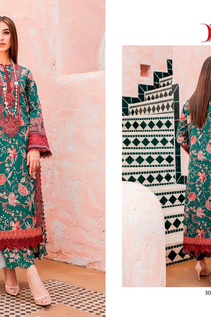 Firouds Flora Deepsy Pure Cotton With Heavy Patch Embroidery