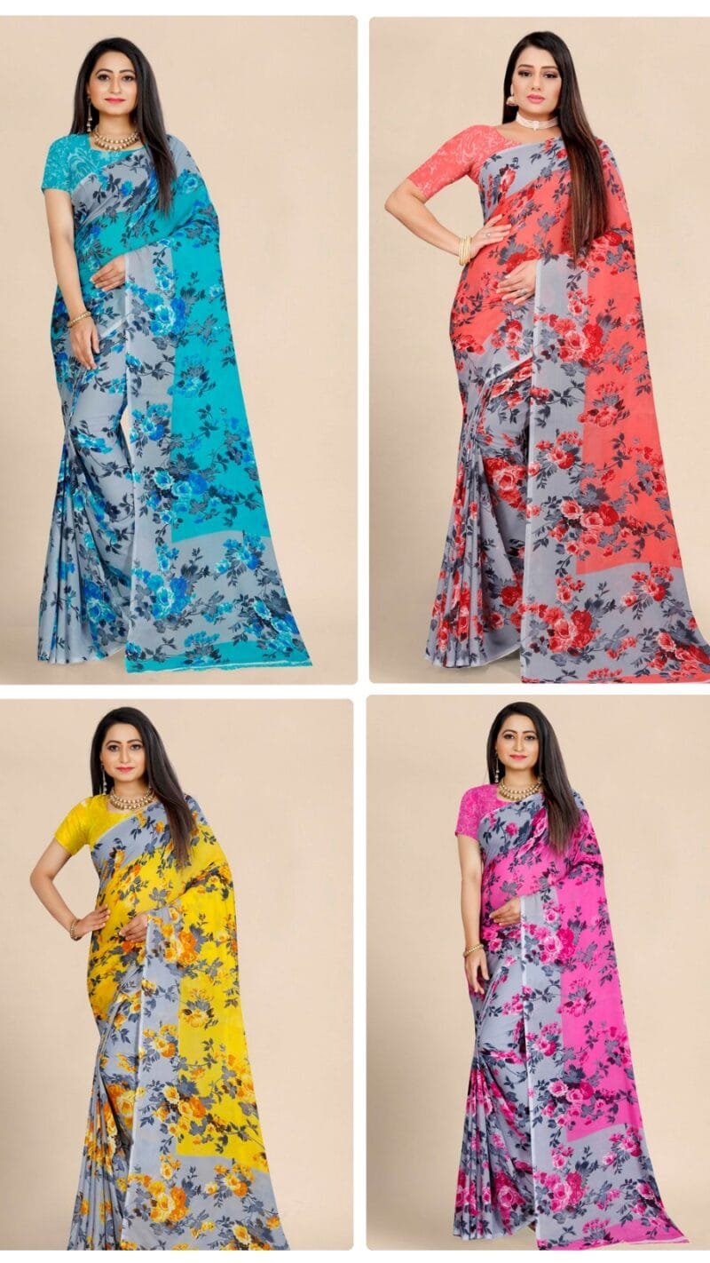 Floral Print Daily Wear Wholesale Georgette Saree