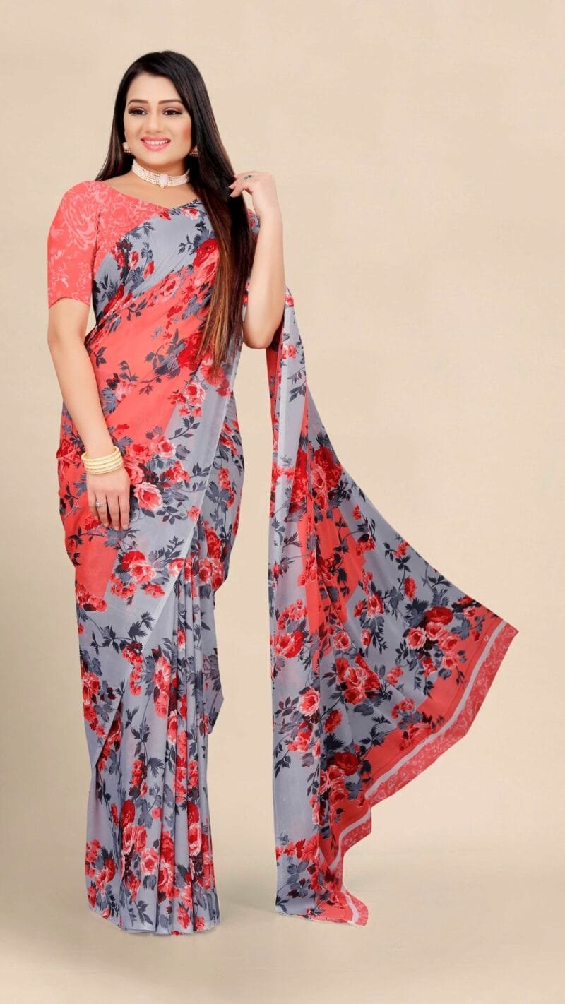Floral Print Daily Wear Wholesale Georgette Saree