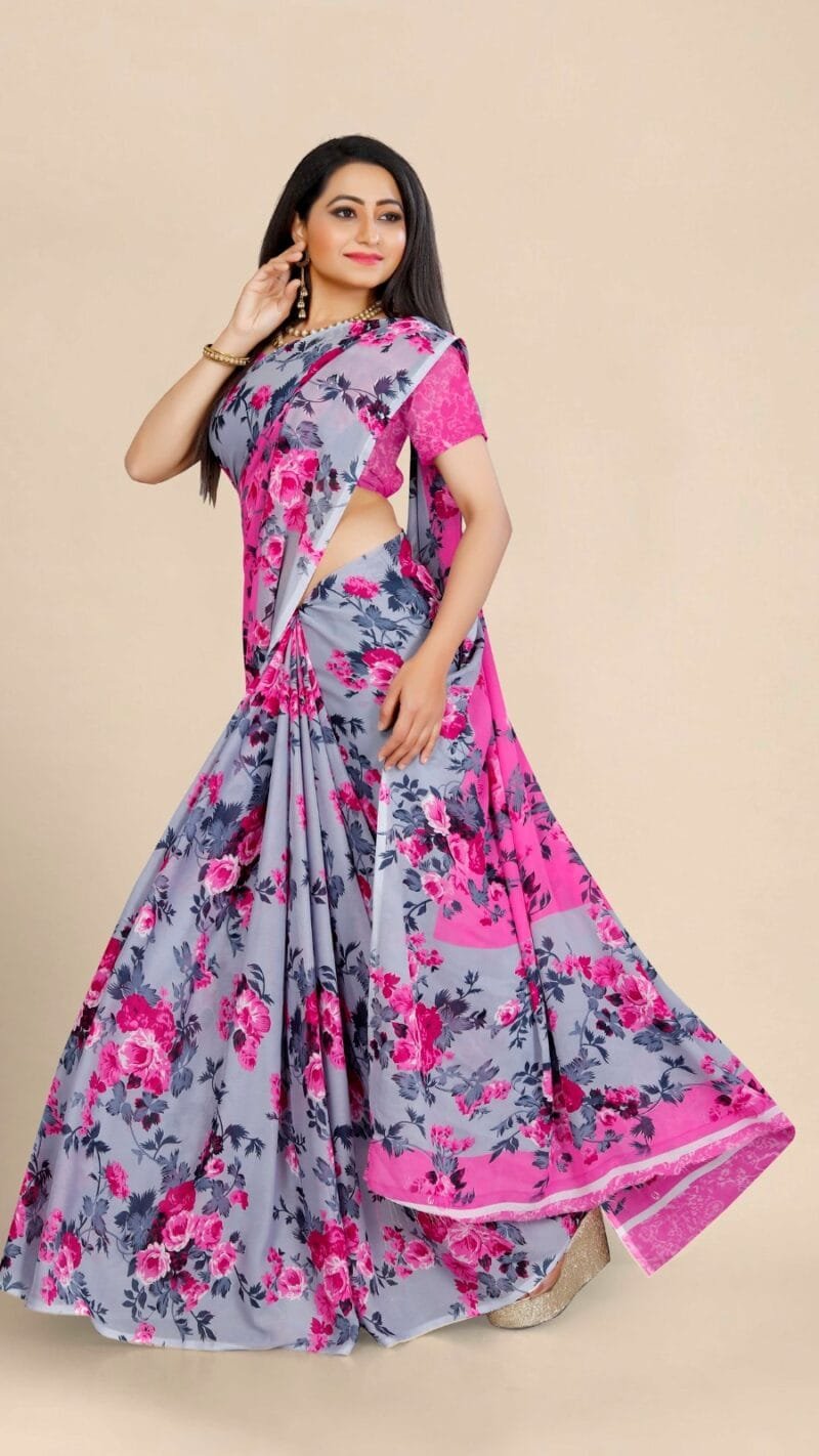 Floral Print Daily Wear Wholesale Georgette Saree