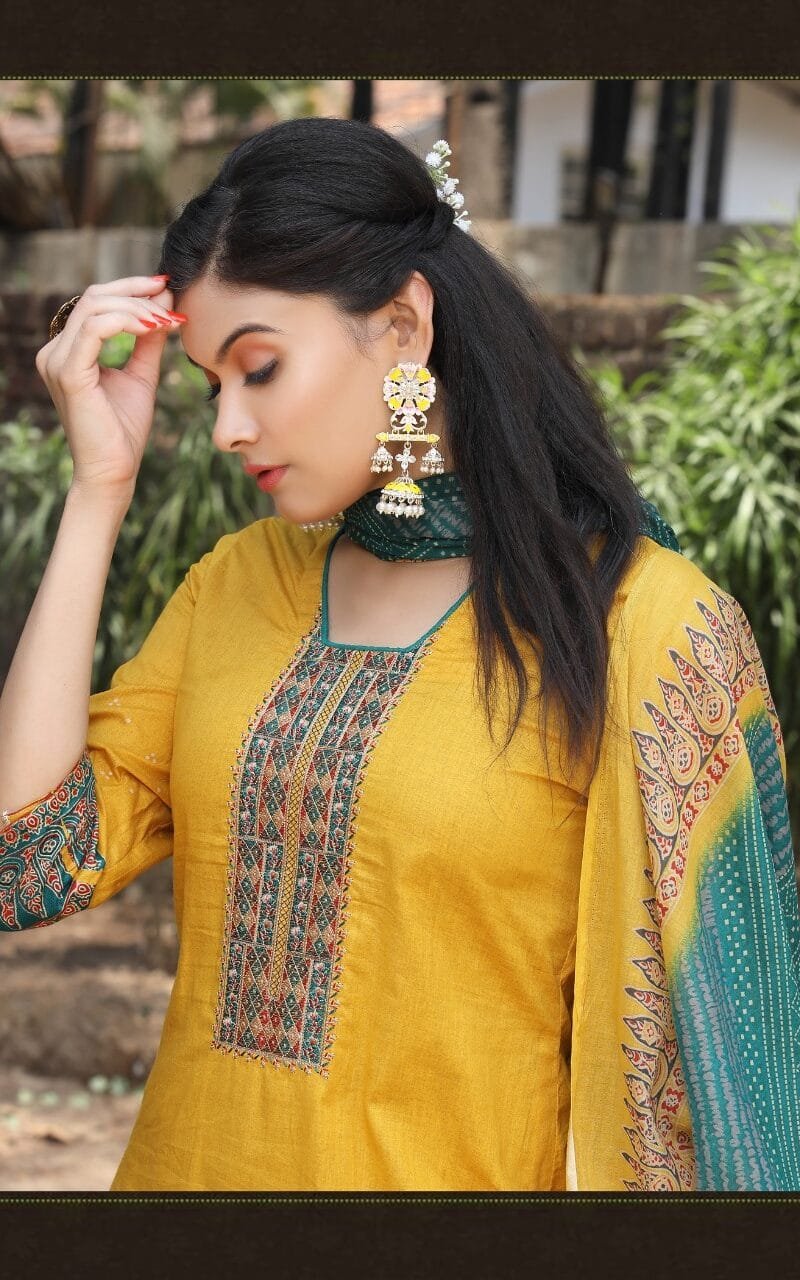 Floreon Gulnar Heavy Lawn Cambric Cotton with Fancy Embroidery