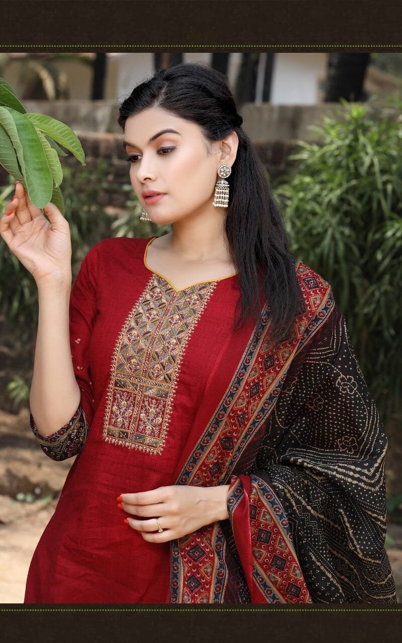 Floreon Gulnar Heavy Lawn Cambric Cotton with Fancy Embroidery