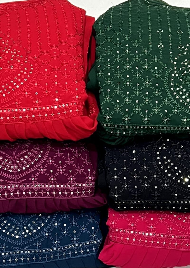 Georgette With Embroidery Sequence Work Wholesale Salwar Kameez
