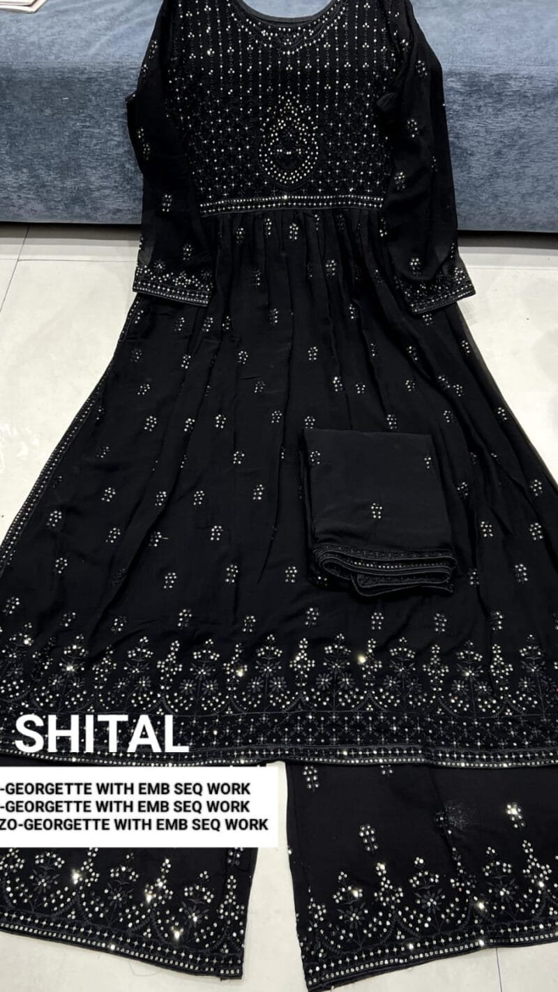 Georgette With Embroidery Sequence Work Wholesale Salwar Kameez