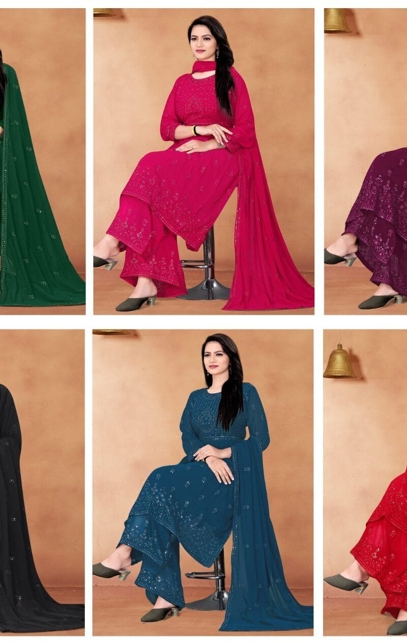 Georgette With Embroidery Sequence Work Wholesale Salwar Kameez