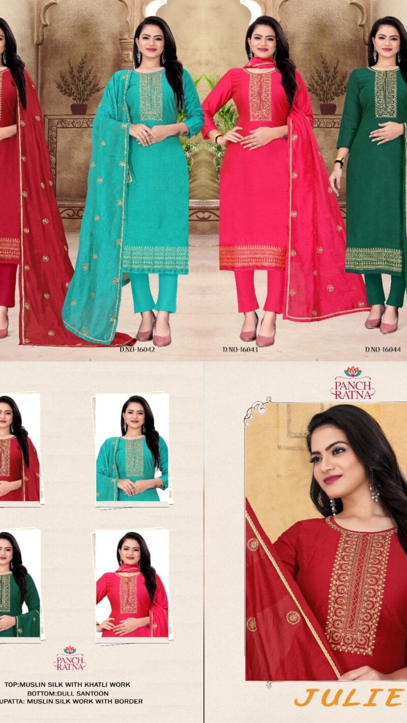 Julie Panch Ratna Premium Muslin Silk With Khatli Work Collection