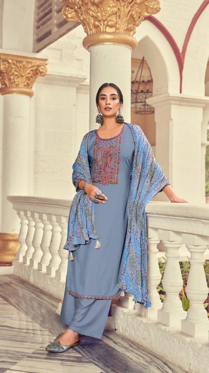 Lehariya Hermitage Clothing Pure Viscose Embroidered Dress Material