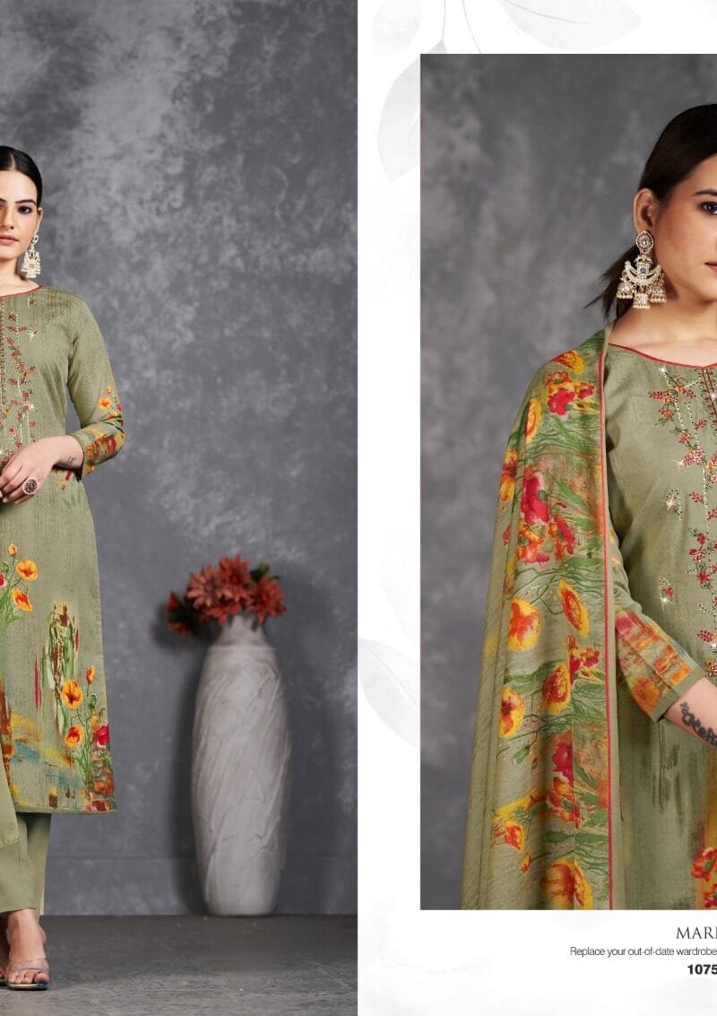 Mareena Vol 11 Romani Embroidery Work Wholesale Dress Material