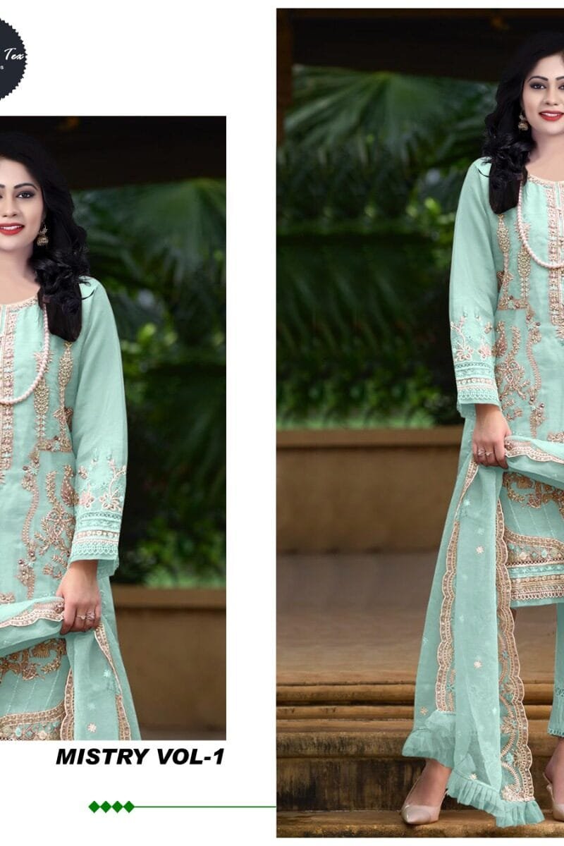 Mistri Vol 1 Mehbbob Tex Organza Pakistani Salwar Suits