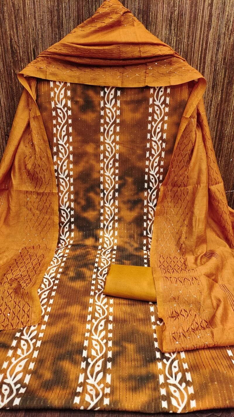 Muslin Croset Work with Print Wholesale Dress Material