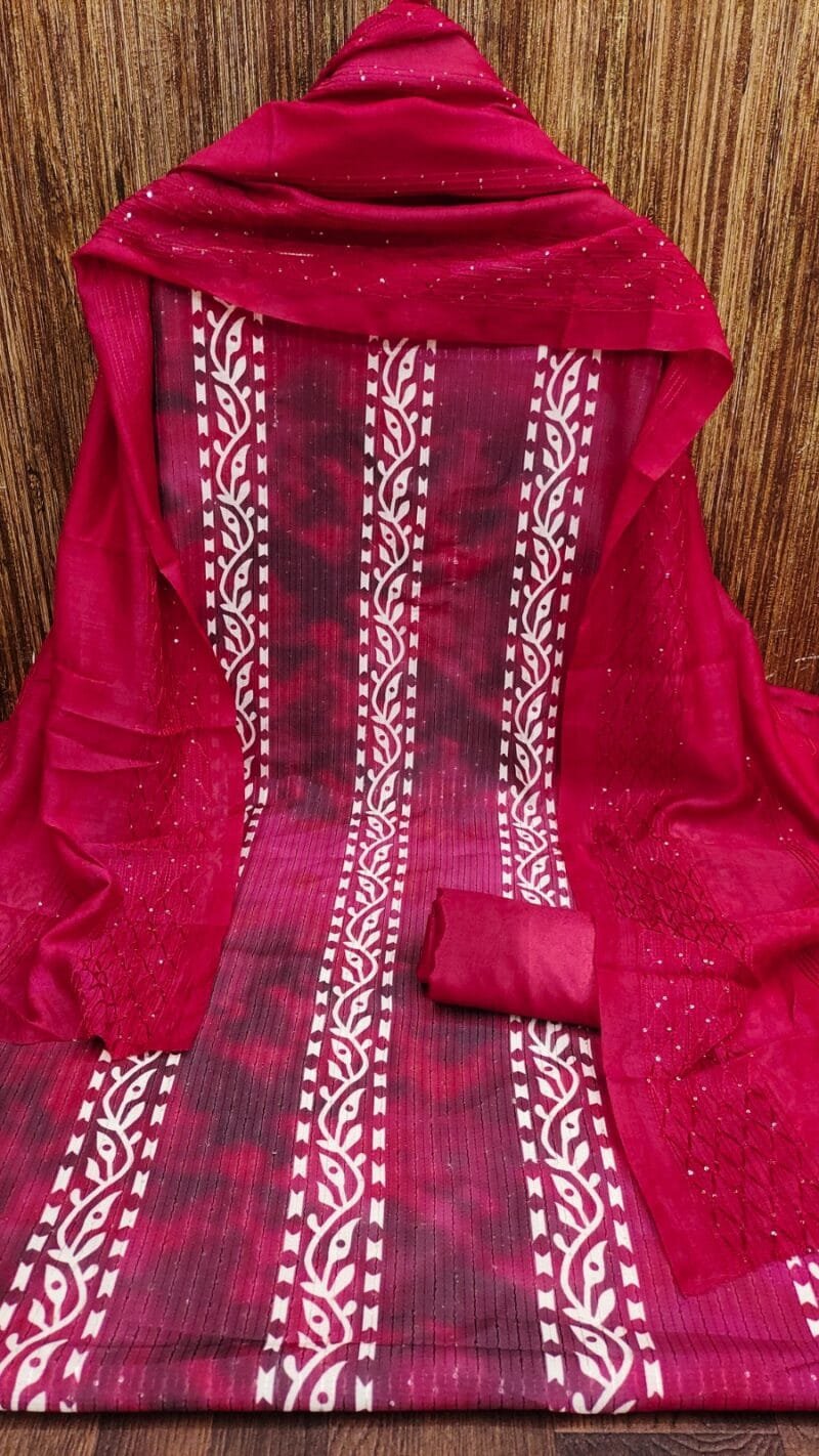 Muslin Croset Work with Print Wholesale Dress Material