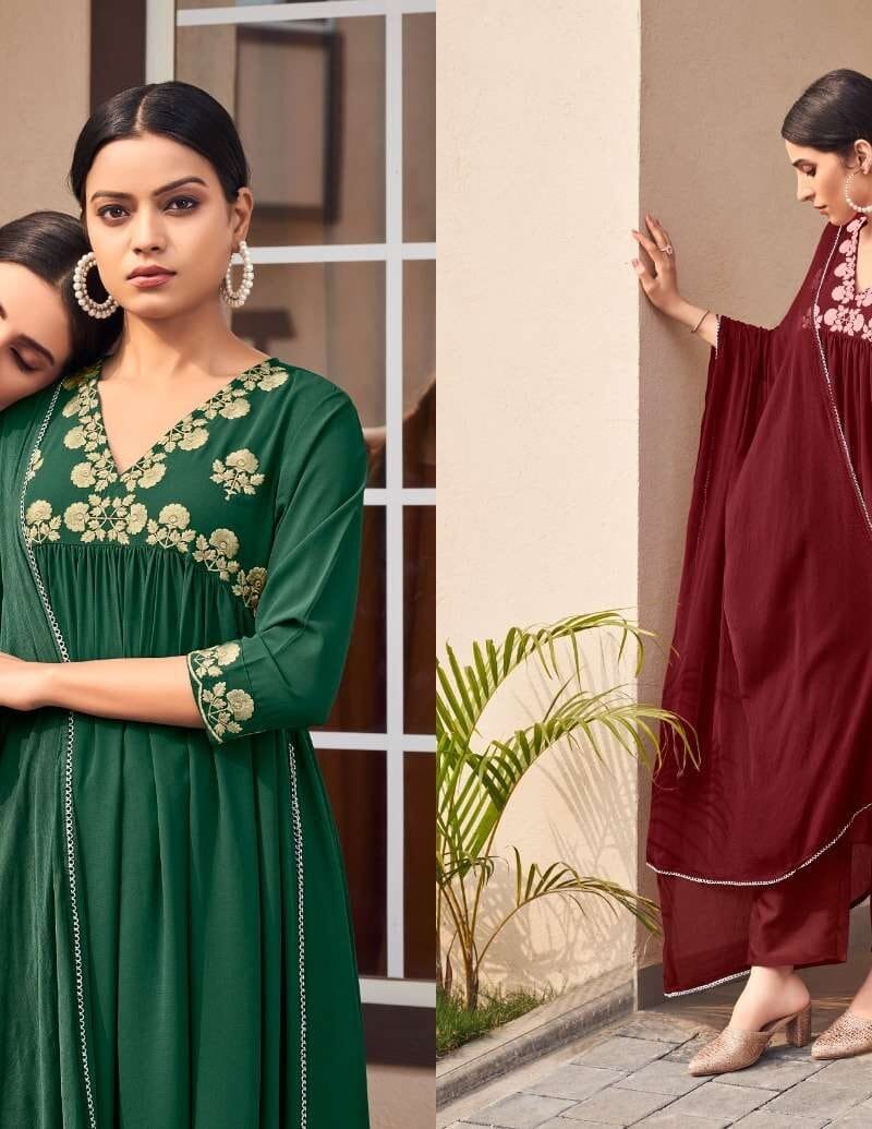 Naveli 100miles Alia Cut Kurti Pant Dupatta Readymade