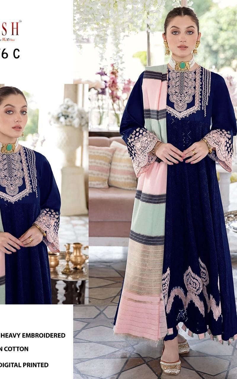 Noor Jahan Z-2076 Zarqash Lawn Cotton Pakistani Salwar Suits