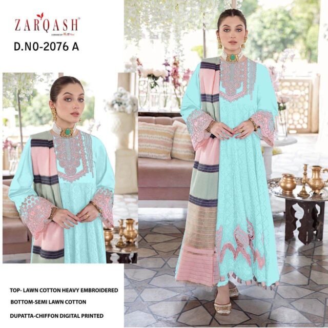 Noor Jahan Z-2076 Zarqash Lawn Cotton Pakistani Salwar Suits