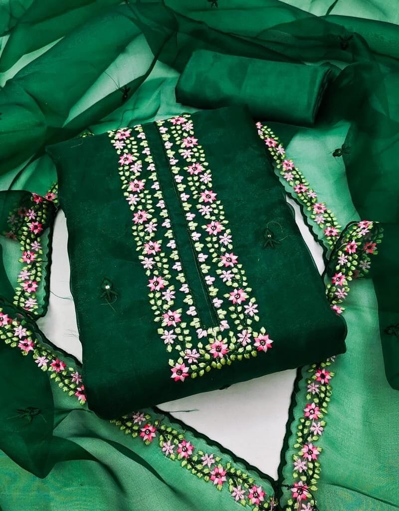 Organza Silk With Multi Sequence Work Wholesale Dress Material