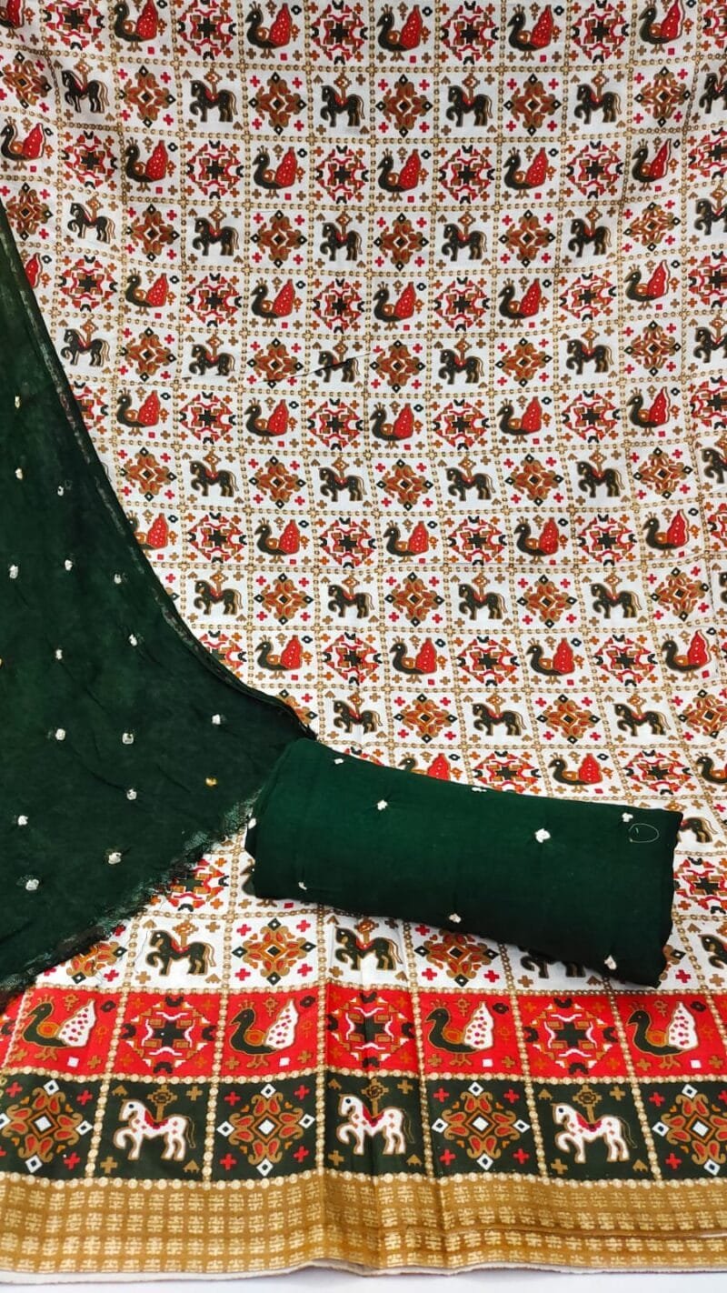 Printed Rayon with Bandhej Suit Wholesale Dress Material