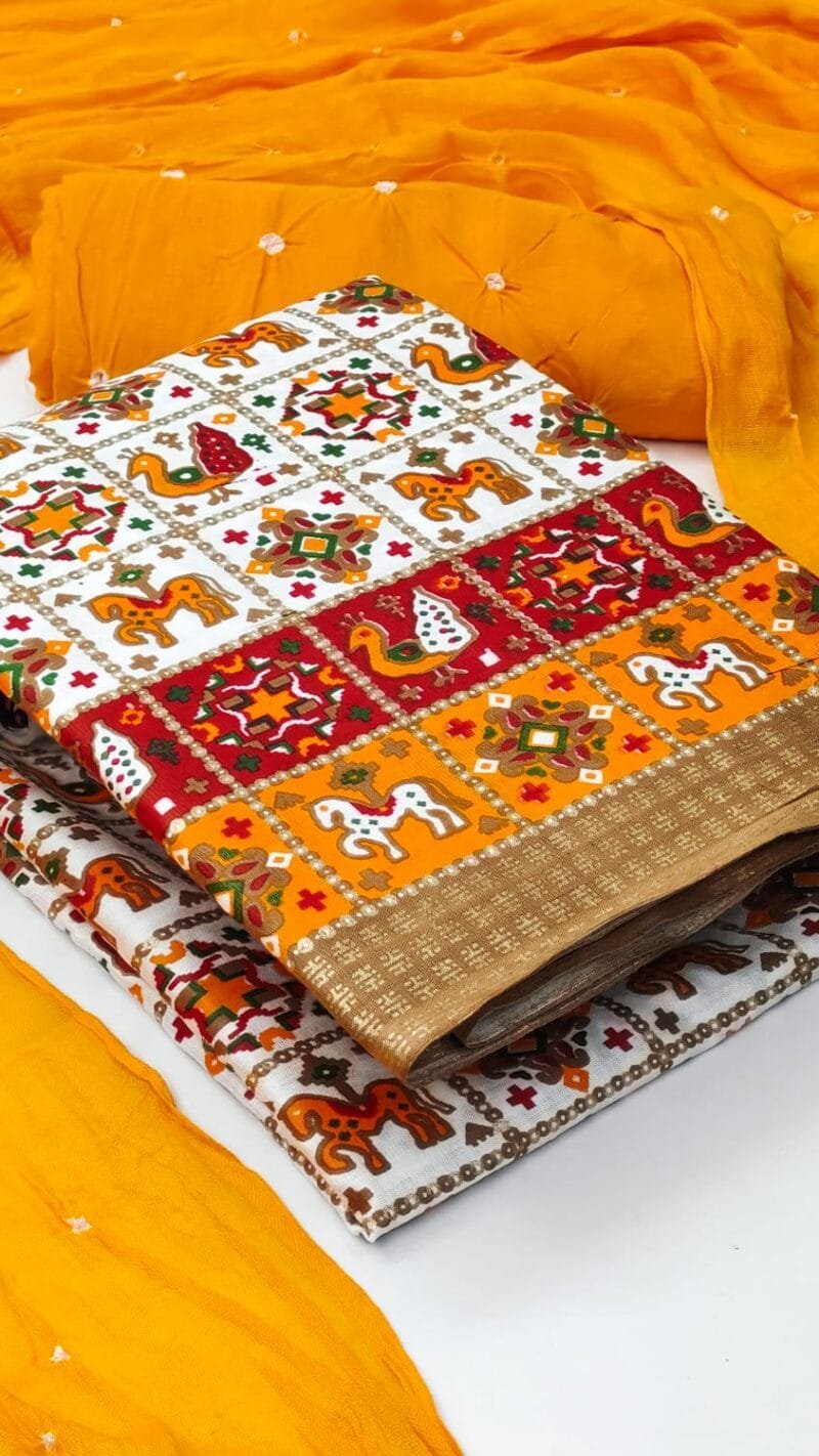 Printed Rayon with Bandhej Suit Wholesale Dress Material