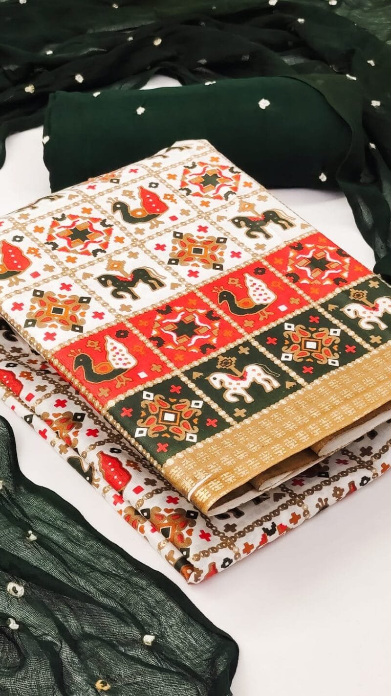 Printed Rayon with Bandhej Suit Wholesale Dress Material