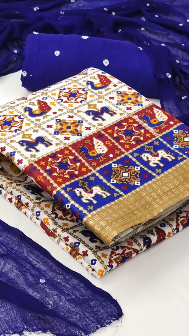 Printed Rayon with Bandhej Suit Wholesale Dress Material
