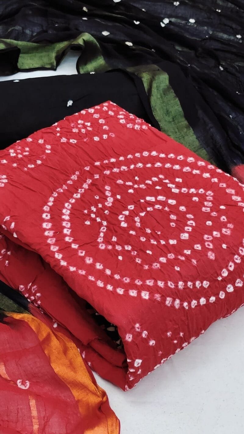 Pure Satin Cotton Bandhani Wholesale Dress Material