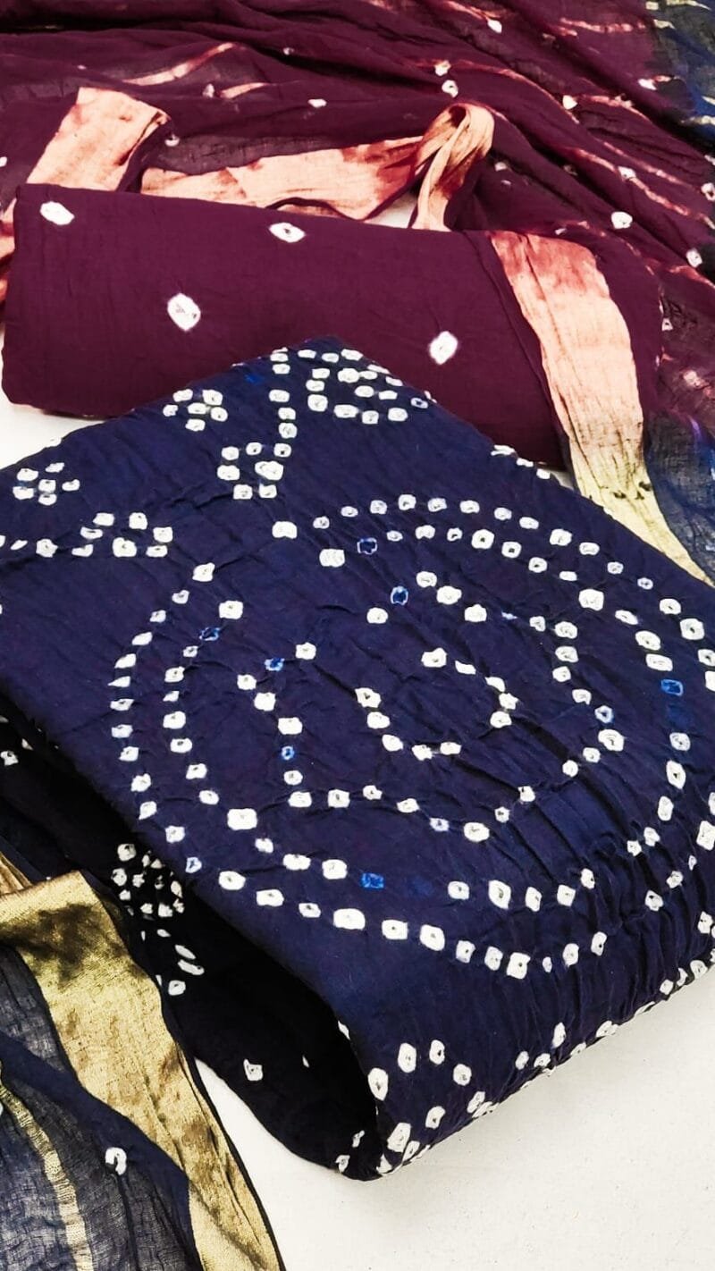 Pure Satin Cotton Bandhani Wholesale Dress Material