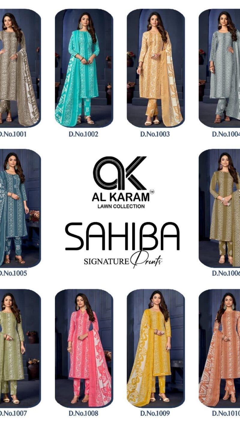 Sahiba Signature Print Al Karam Wholesale Cotton Dress Material