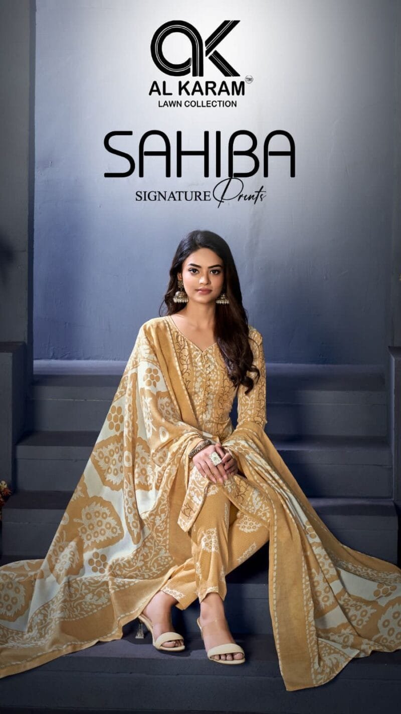 Sahiba Signature Print Al Karam Wholesale Cotton Dress Material