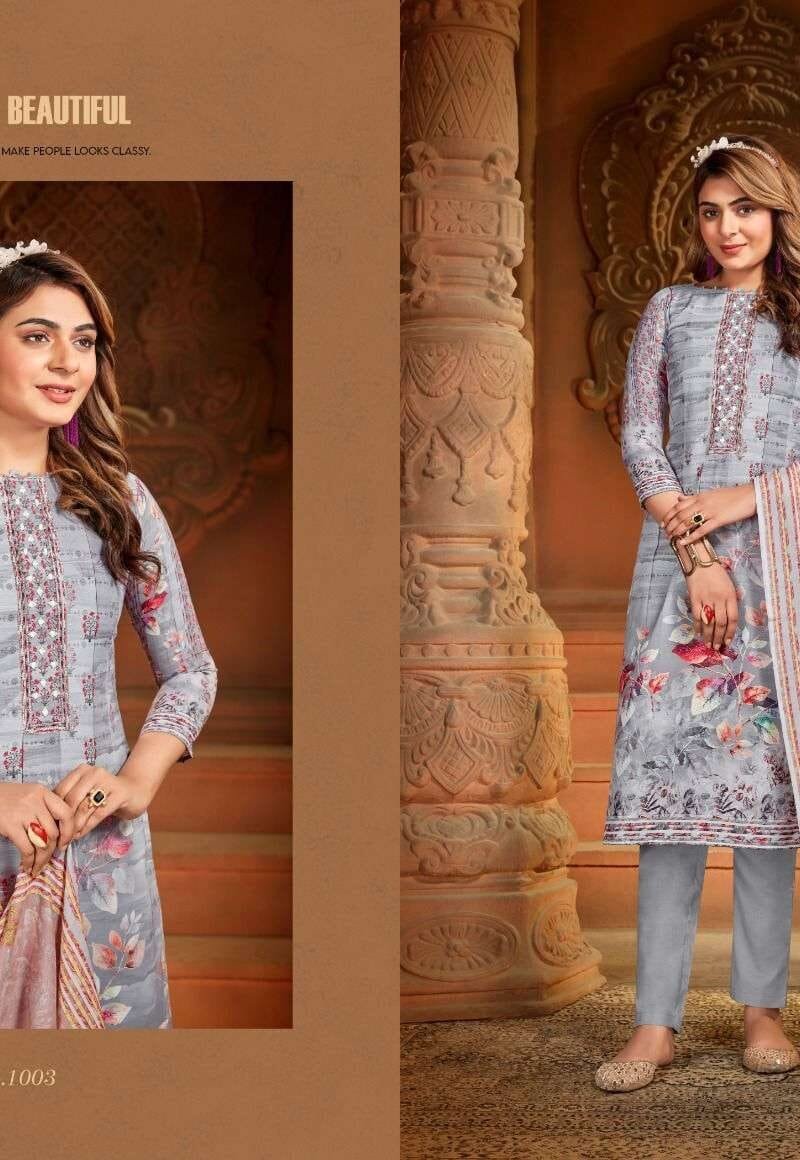 Salma Shiv Gori Silk Mills Reyon Slub Cotton With Hand Work