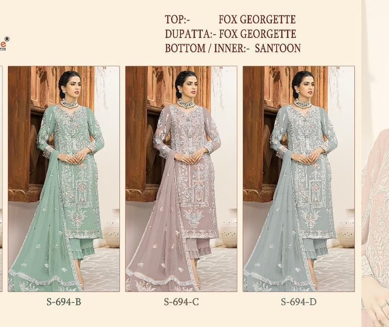 Shree Fab S -694 Colour Wholesale Pakistani Salwar Suits