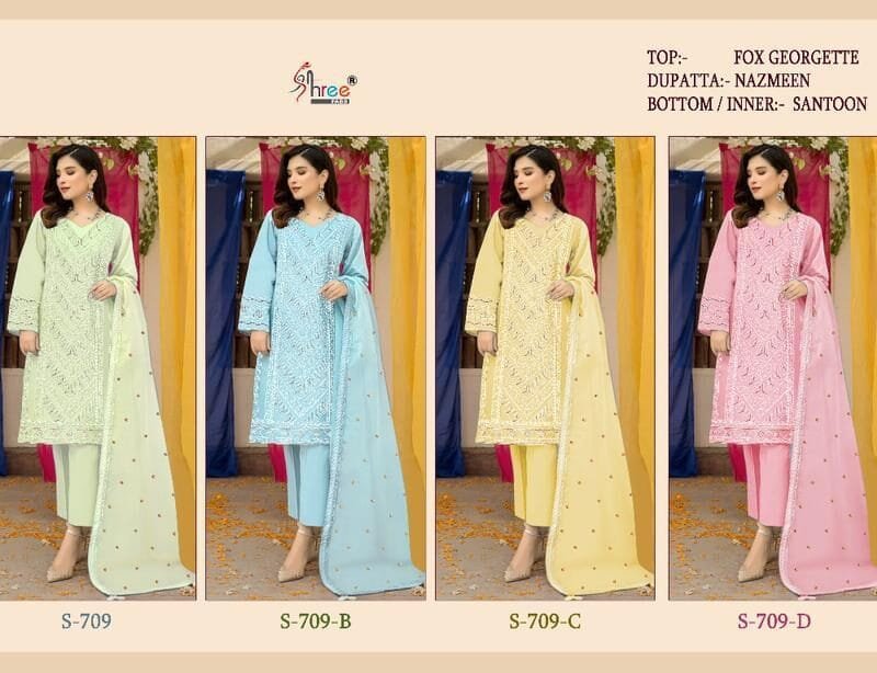Shree Fabs S 709 Colour Full Handwork With Arlic Floower