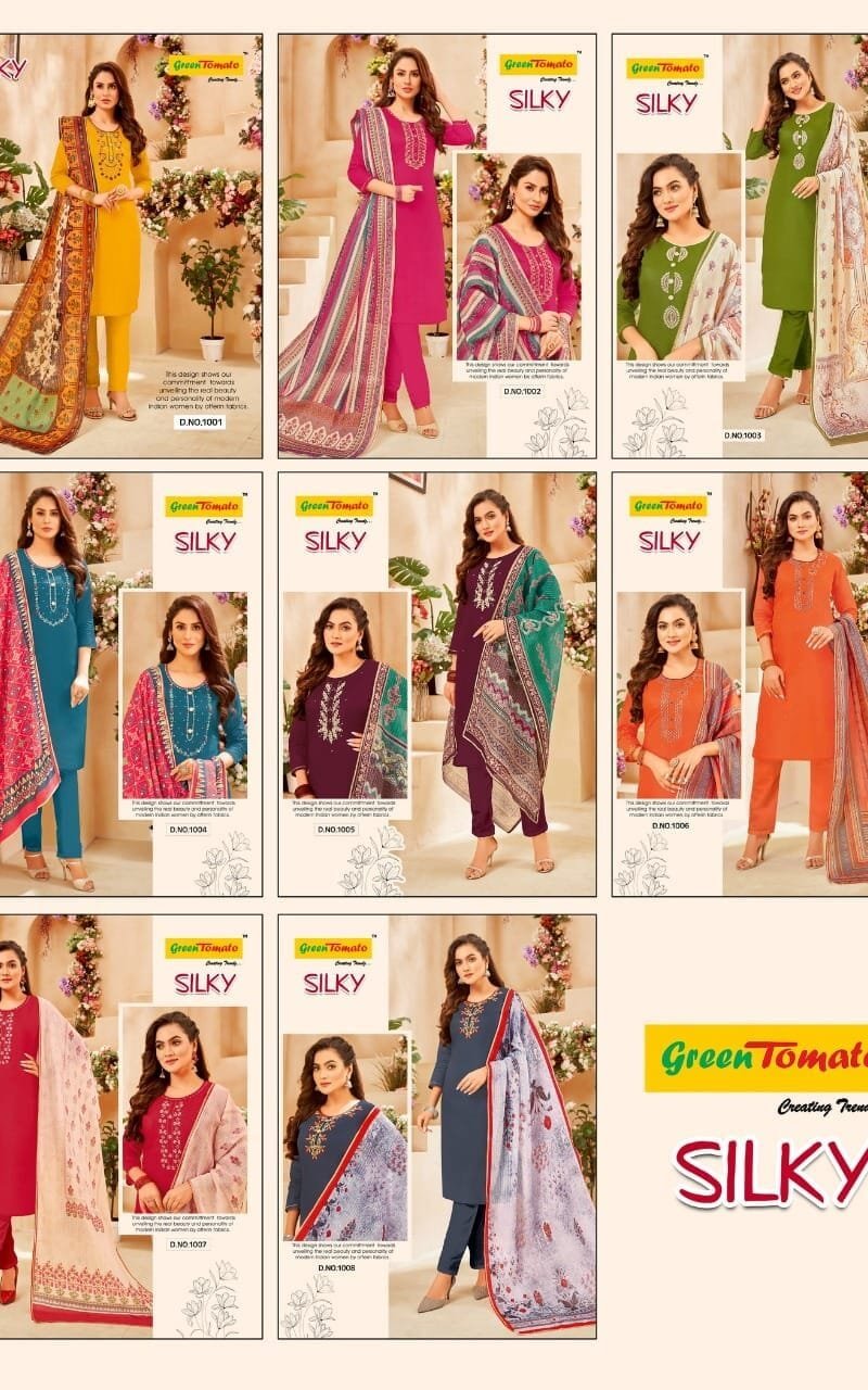 Silky Green Tomato Readymade 3 Piece Set