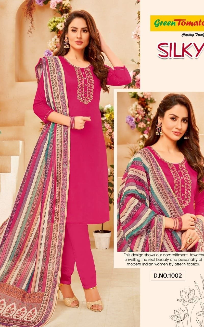 Silky Green Tomato Readymade 3 Piece Set