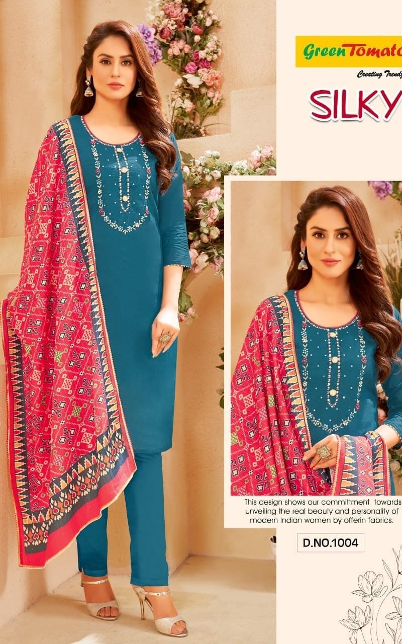 Silky Green Tomato Readymade 3 Piece Set