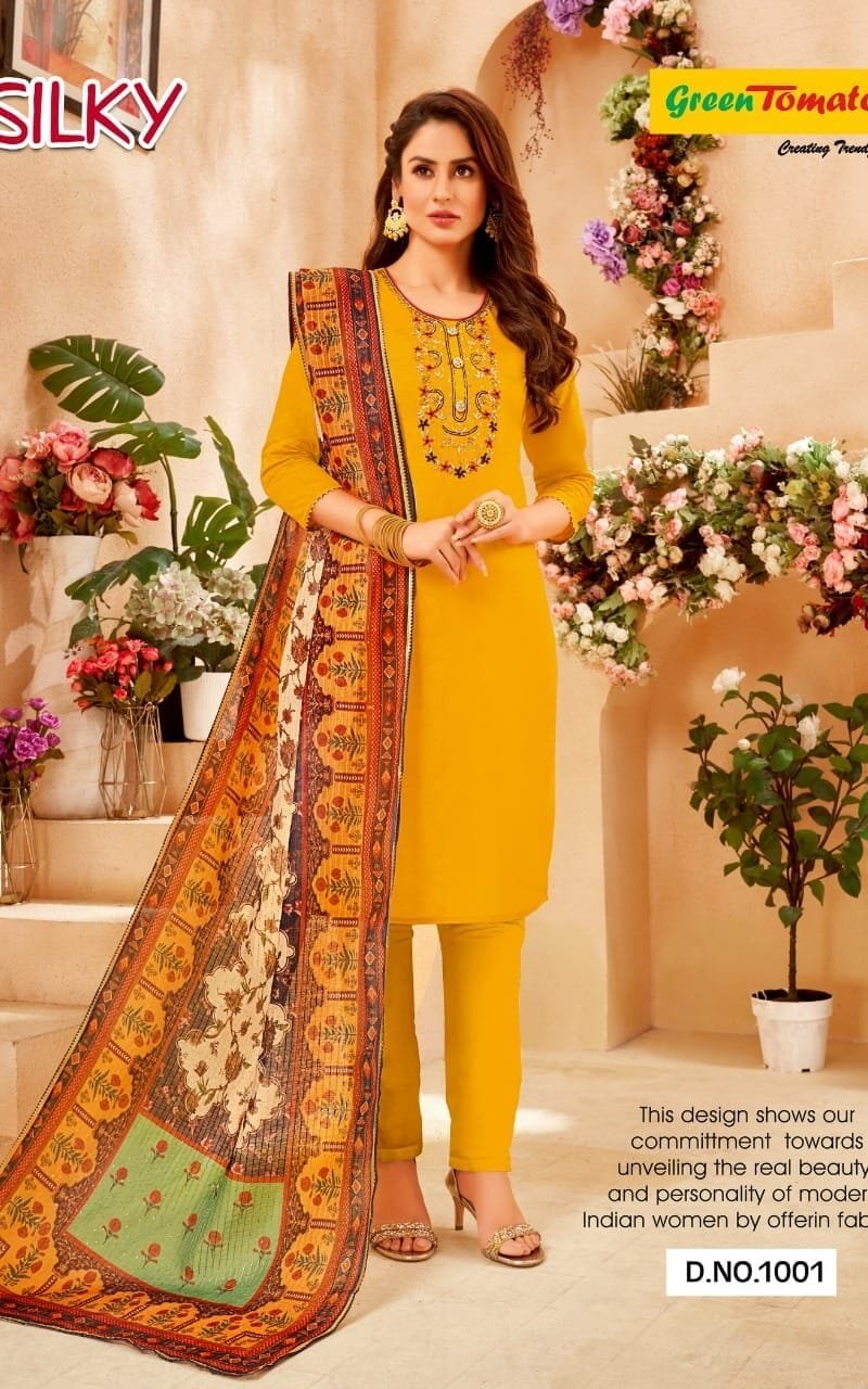 Silky Green Tomato Readymade 3 Piece Set