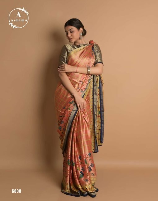 South Indian Ashima Benchmark Brasso With Soft Piping Stone Border Saree