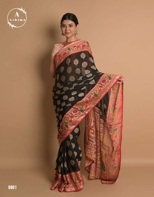 South Indian Ashima Benchmark Brasso With Soft Piping Stone Border Saree
