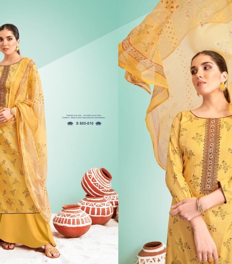 Sunflower Alok Suit Pure Cambric Cotton Digital Style Print With Neck Embroidery