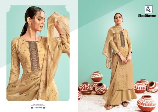 Sunflower Alok Suit Pure Cambric Cotton Digital Style Print With Neck Embroidery